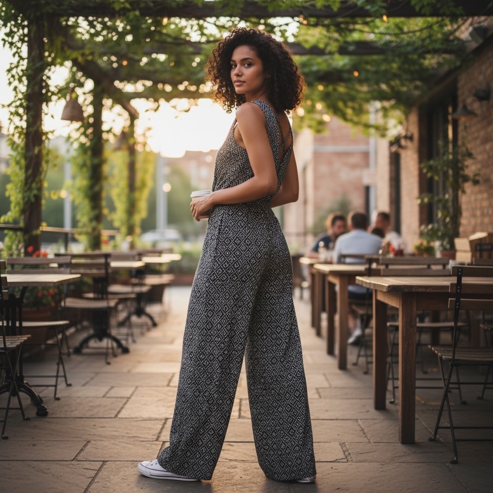 Loveappella Ciara Knit Jumpsuit in Black & White - Picture 3 of 12
